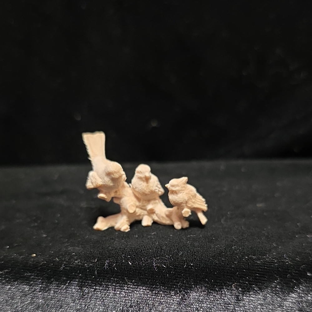 Carved Bird Figurine, Miniature, Vintage 1990s